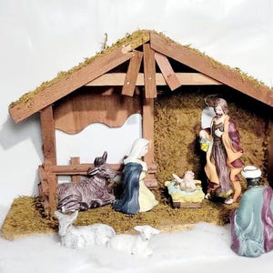 Vintage Brighten the Season 14 piece Nativity set