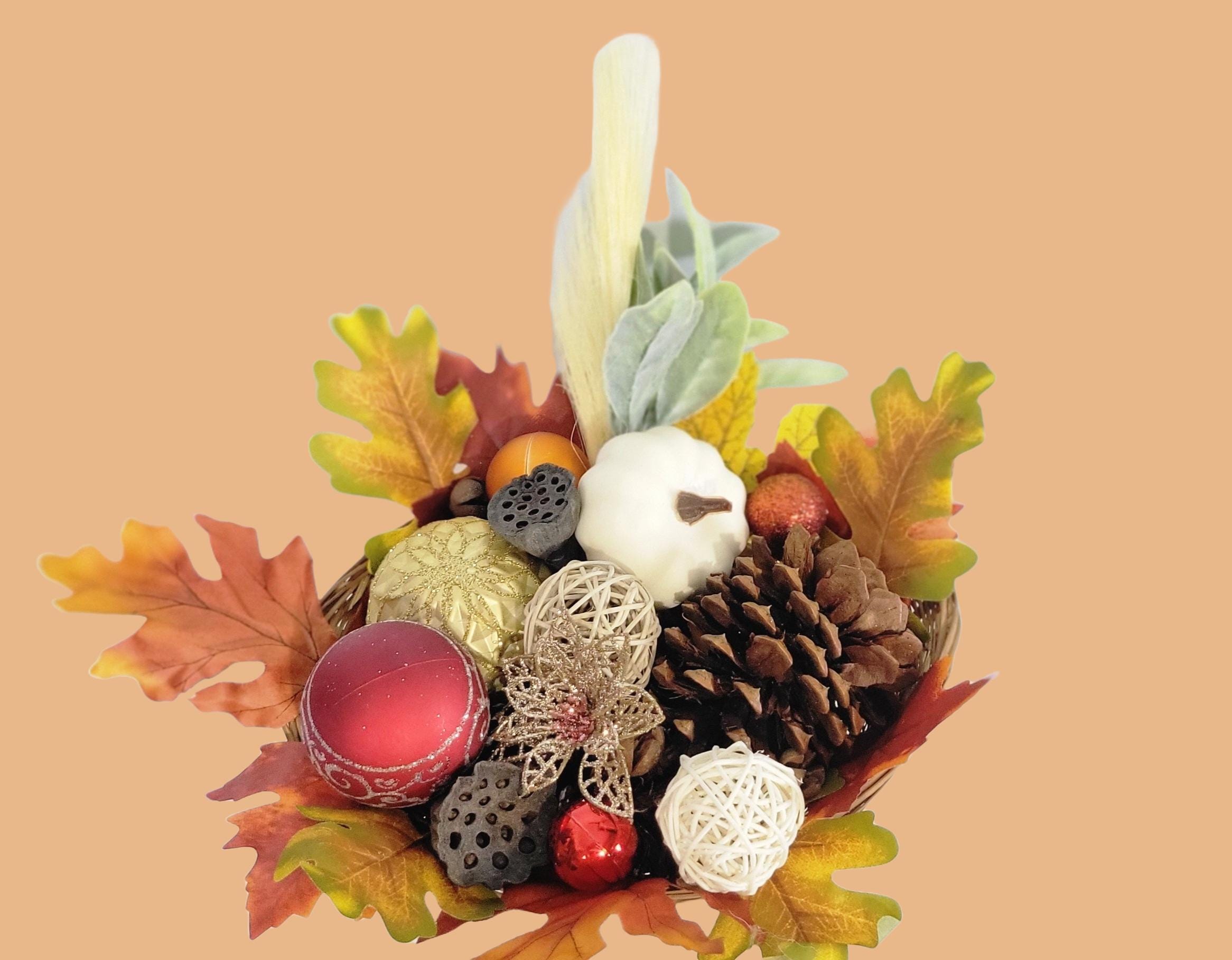 Handcrafted Festive Autumn Decorative Basket table decor centerpiece - Thumbnail 2