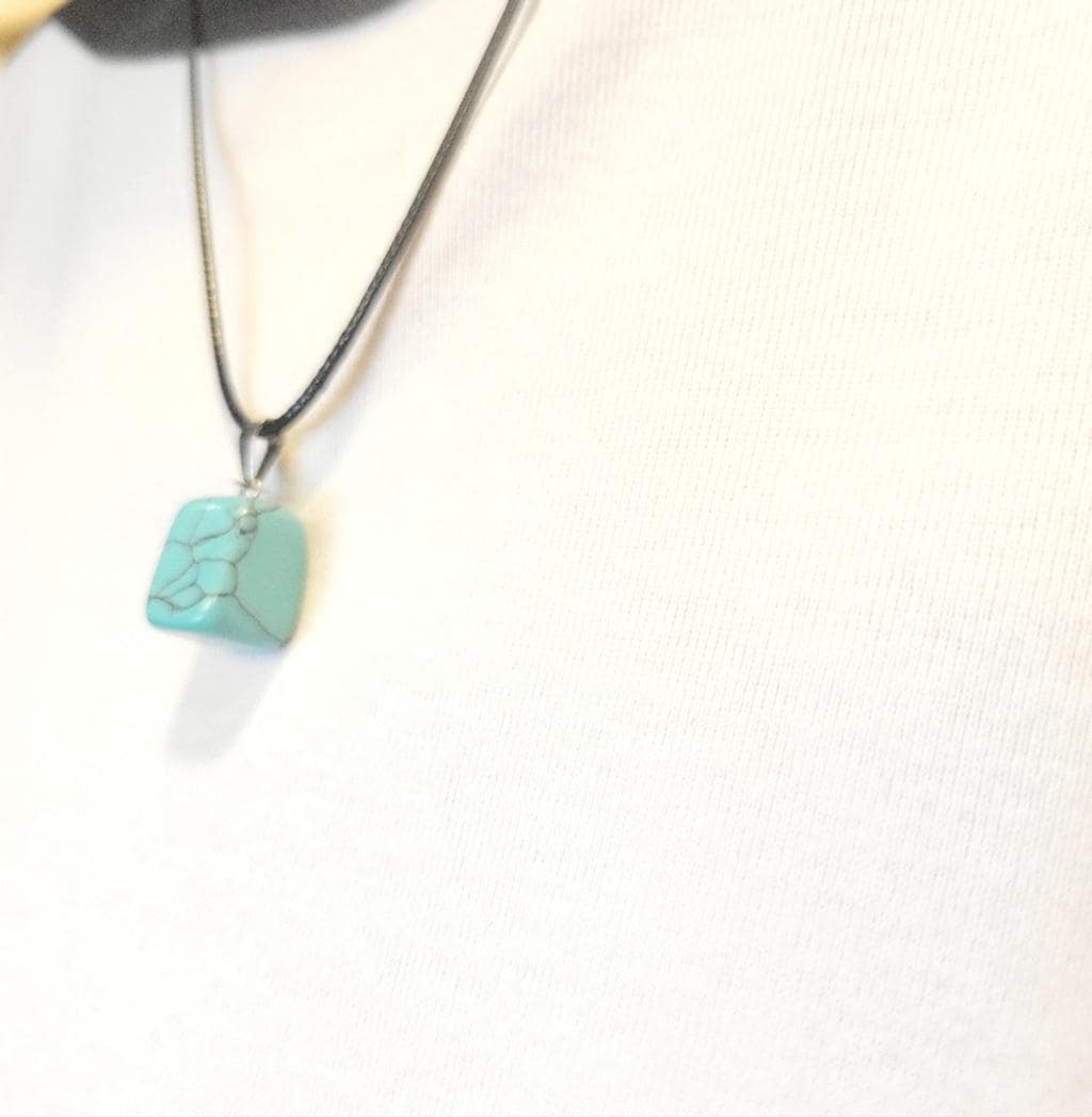 Natural Amazonite Crystal Cube Pendant Necklace - Thumbnail 3