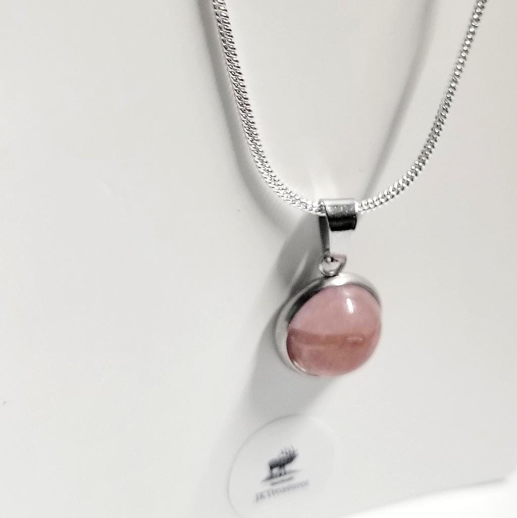 Natural Rose Quartz Crystal Pendant 925 Sterling Silver Necklace - Thumbnail 2