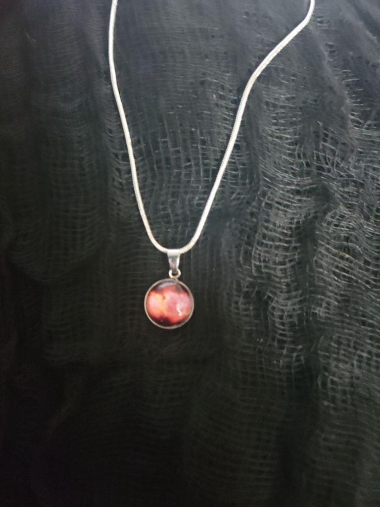 925 Sterling Silver nebula galaxy necklace - Thumbnail 2