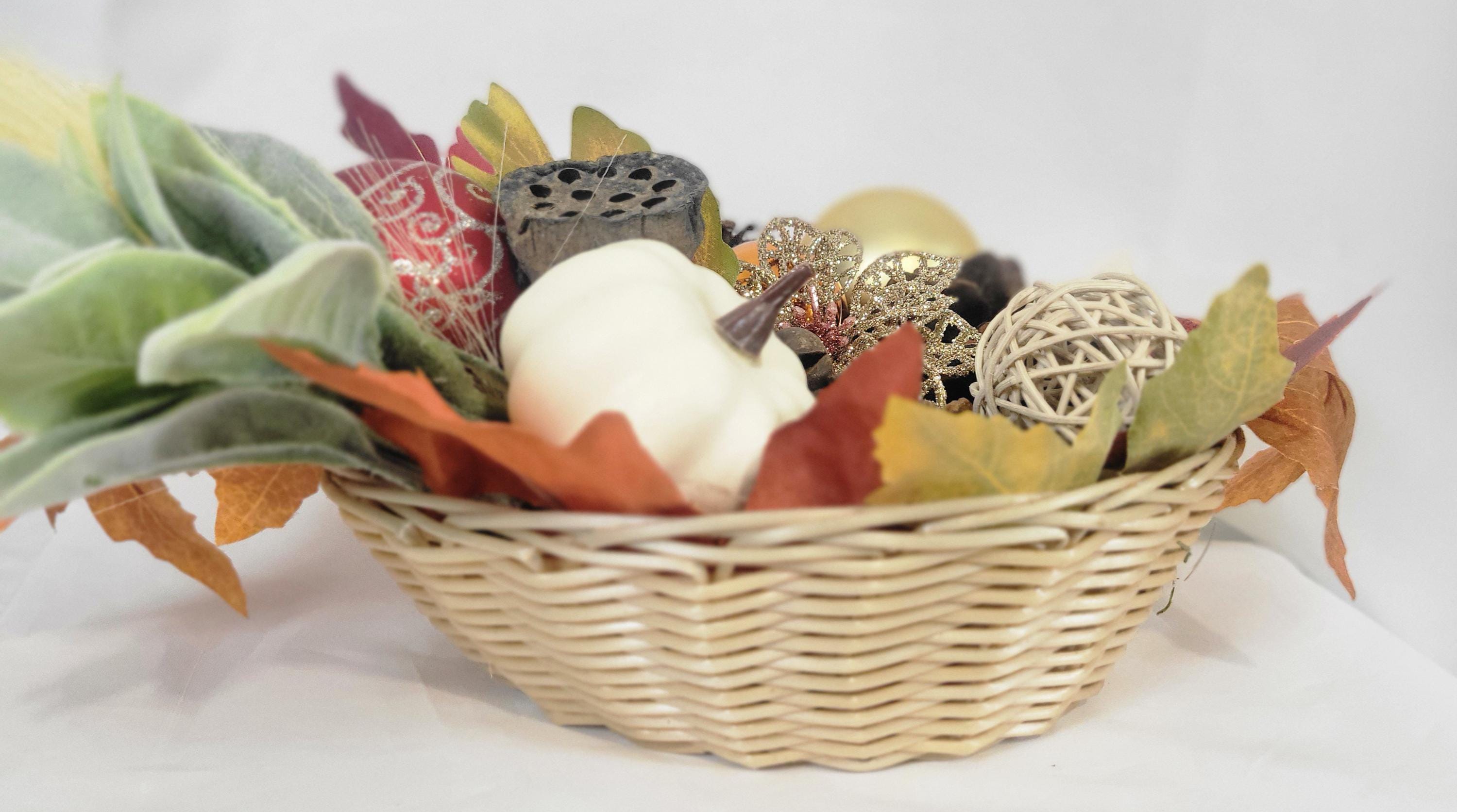 Handcrafted Festive Autumn Decorative Basket table decor centerpiece - Thumbnail 5