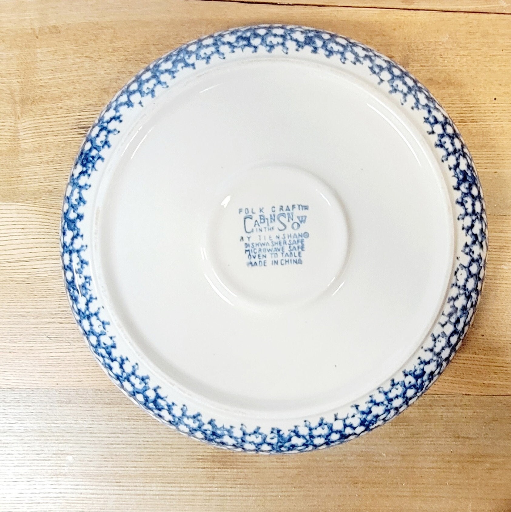 Vintage Folk Craft The Cabin in the Snow by Tienshan Chip & Dip Server Set 2 Pc 11.5" - Thumbnail 5