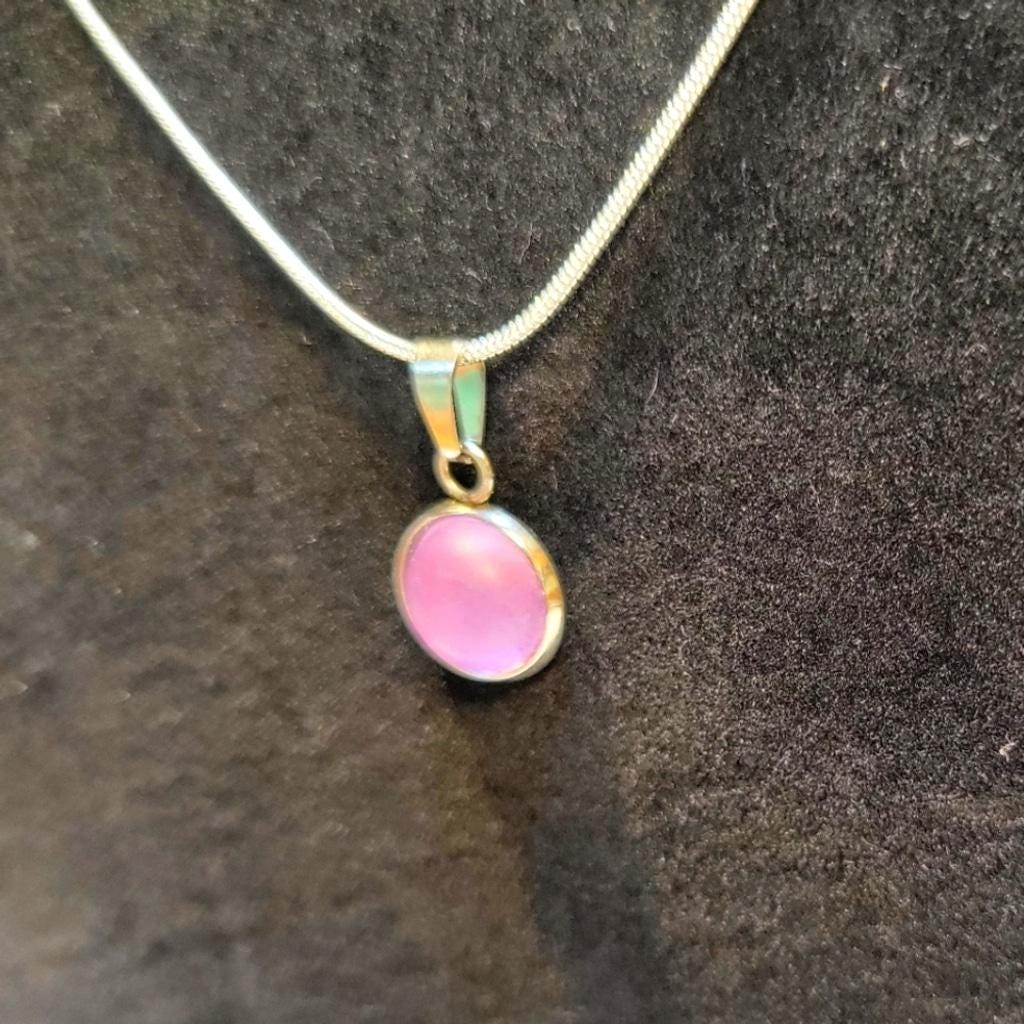 Pink crystal rhinestone 925 stamped sterling silver necklace - Thumbnail 3