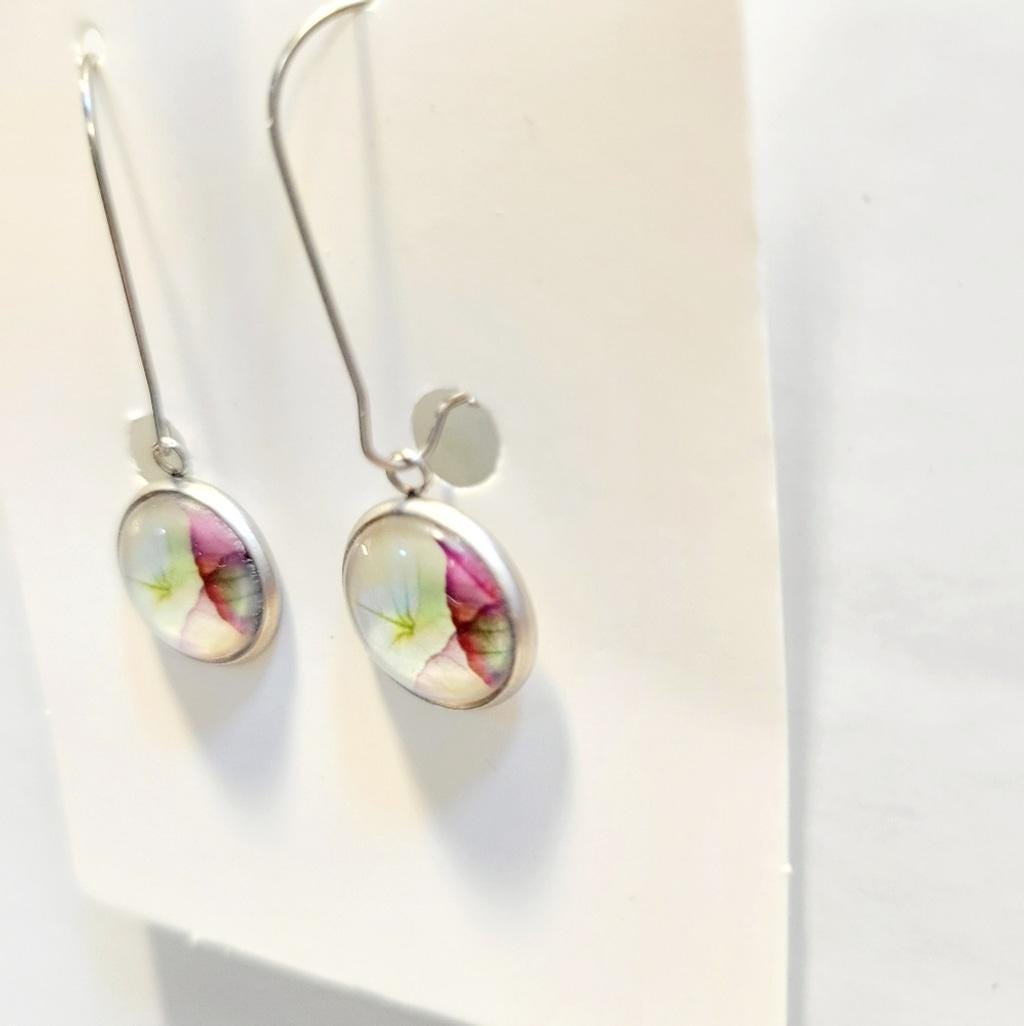 Floral Drop Earrings with Latch Back Closures - Thumbnail 3