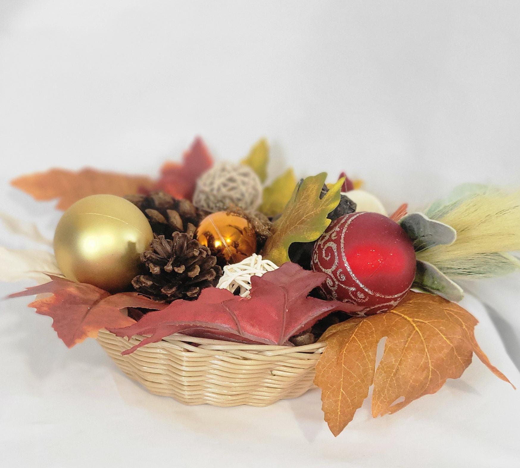 Handcrafted Festive Autumn Decorative Basket table decor centerpiece - Thumbnail 3