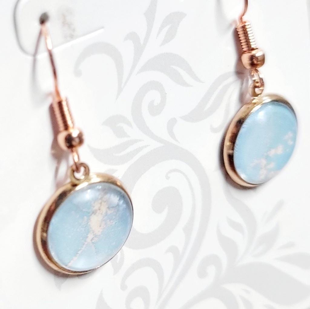 Artisanal marbled dangle drop earrings - Thumbnail 2
