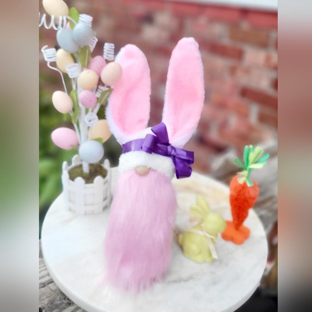 Pink and Purple Bunny Gnome Decor 15" - Thumbnail 2