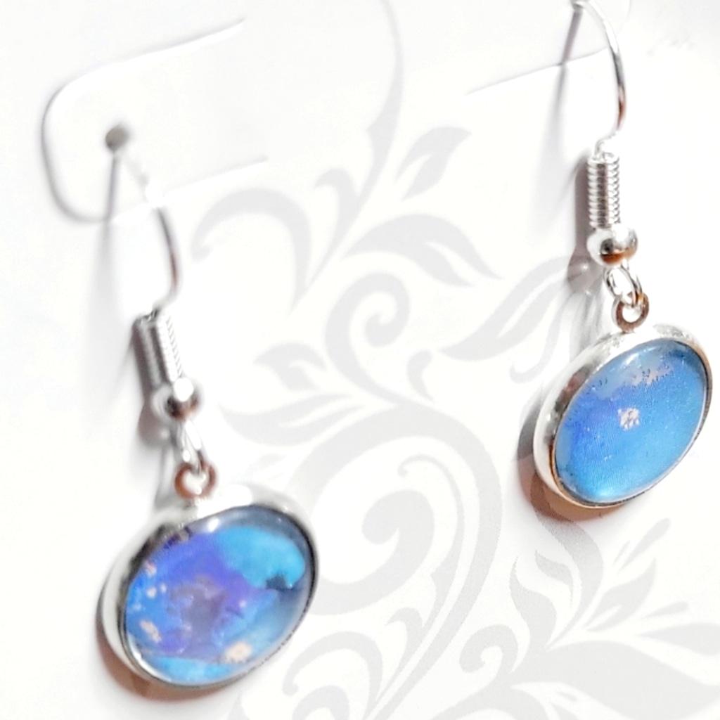 Artisanal marbled dangle drop earrings - Thumbnail 2