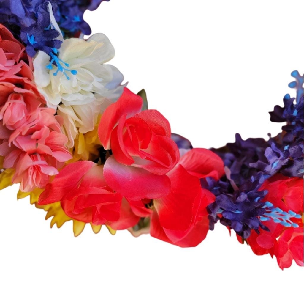 Spring Summer Vibrant Rainbow Floral Wreath - Thumbnail 7