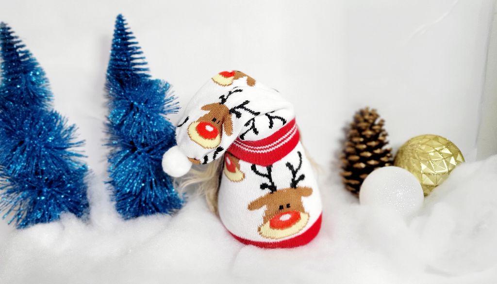 Christmas sock gnome with  reindeer hand crafted - Thumbnail 3