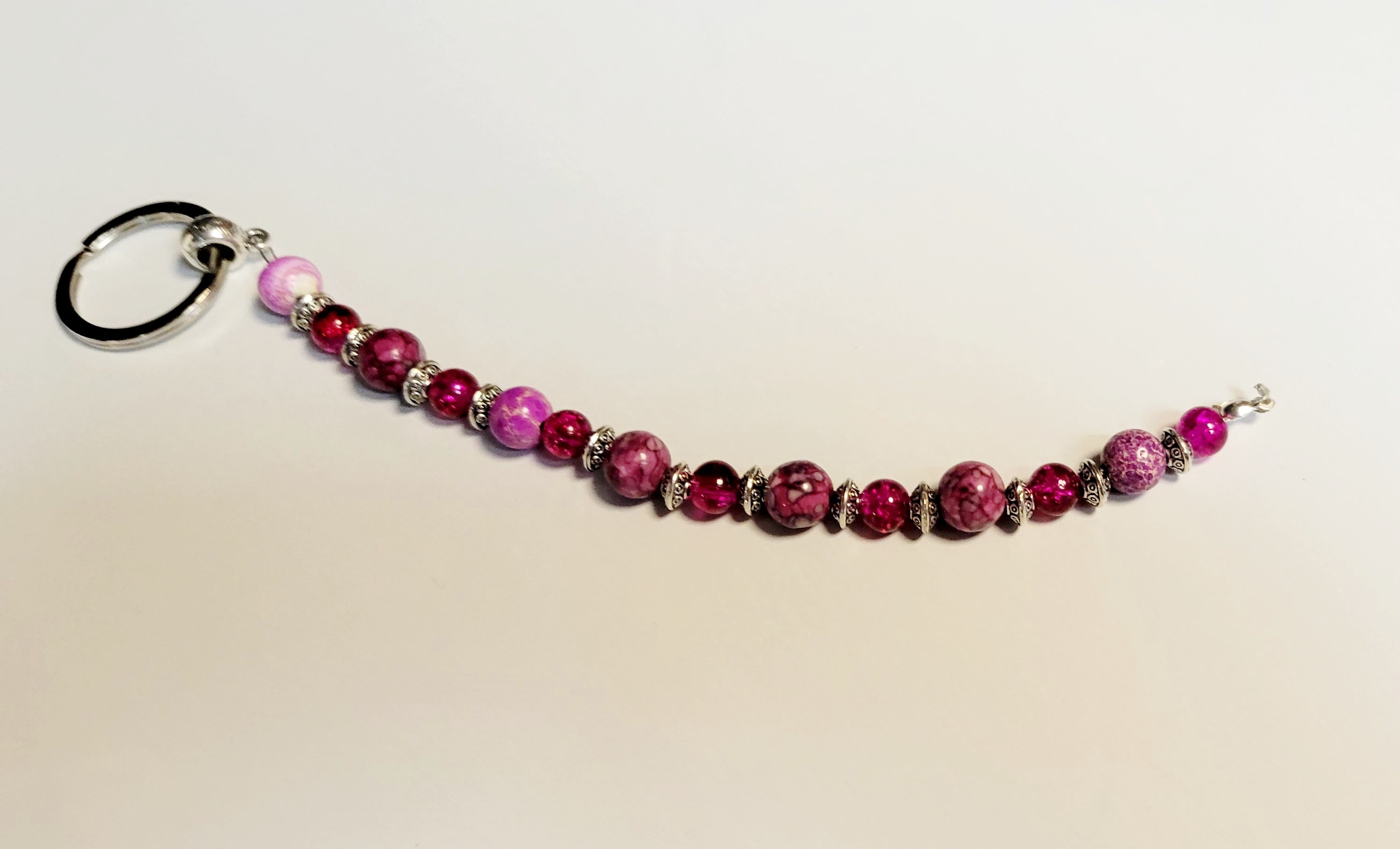 Red & pink beaded keychain - Thumbnail 3