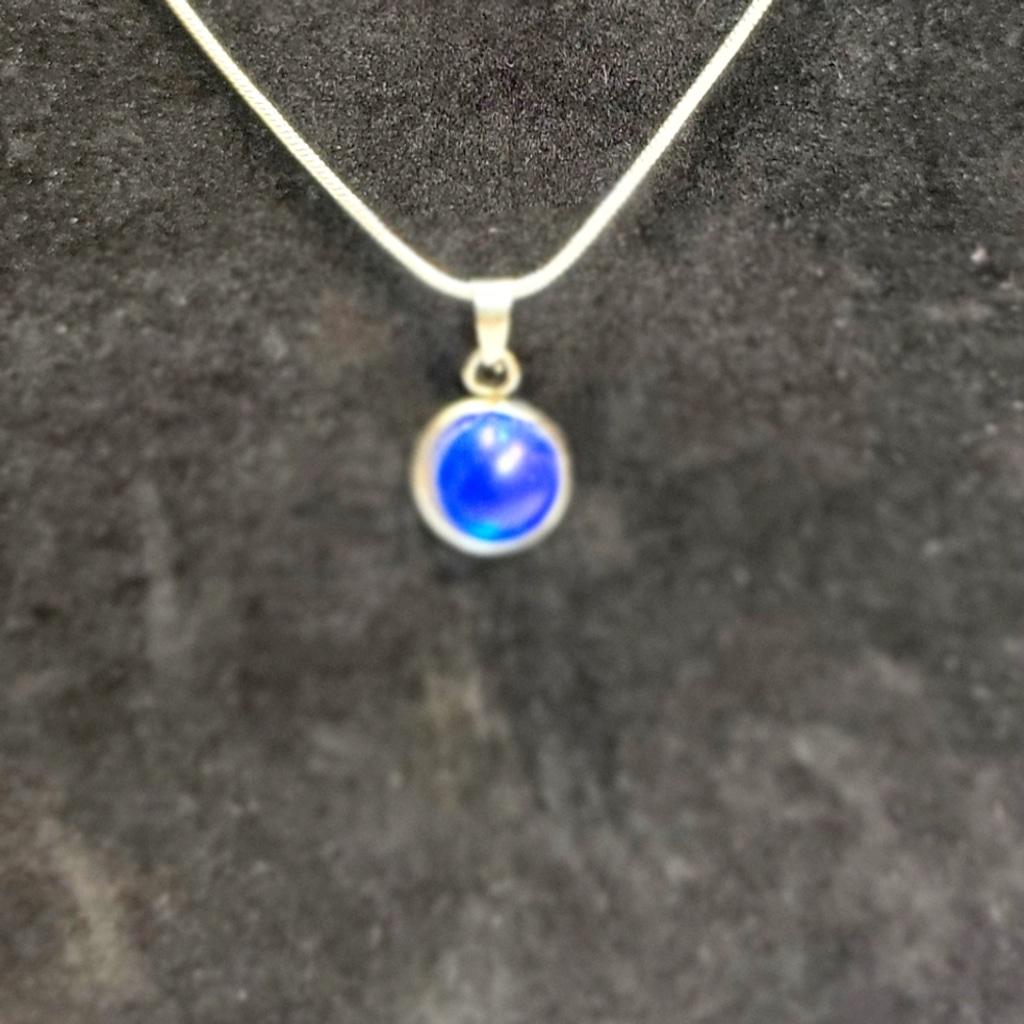 Dark blue crystal rhinestone 925 stamped sterling silver necklace - Thumbnail 2