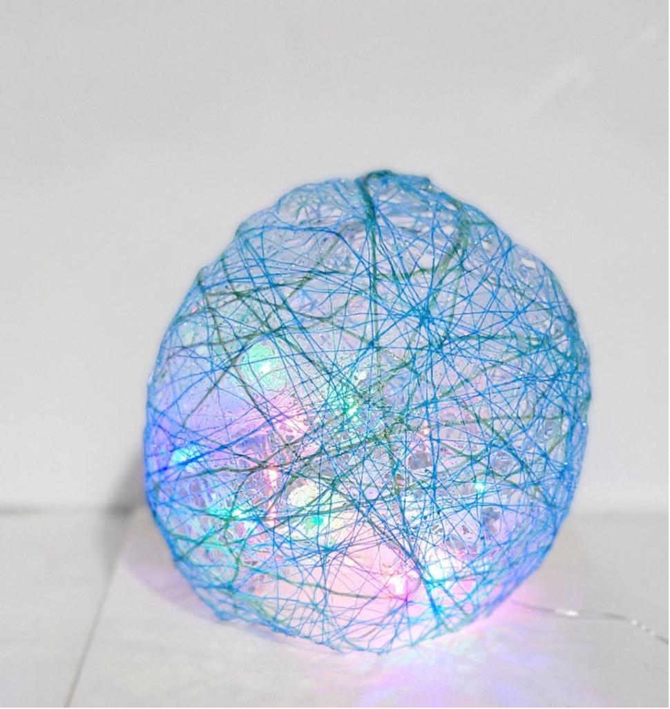 Hand crafted Wrapped thread orb light table decor - Thumbnail 2