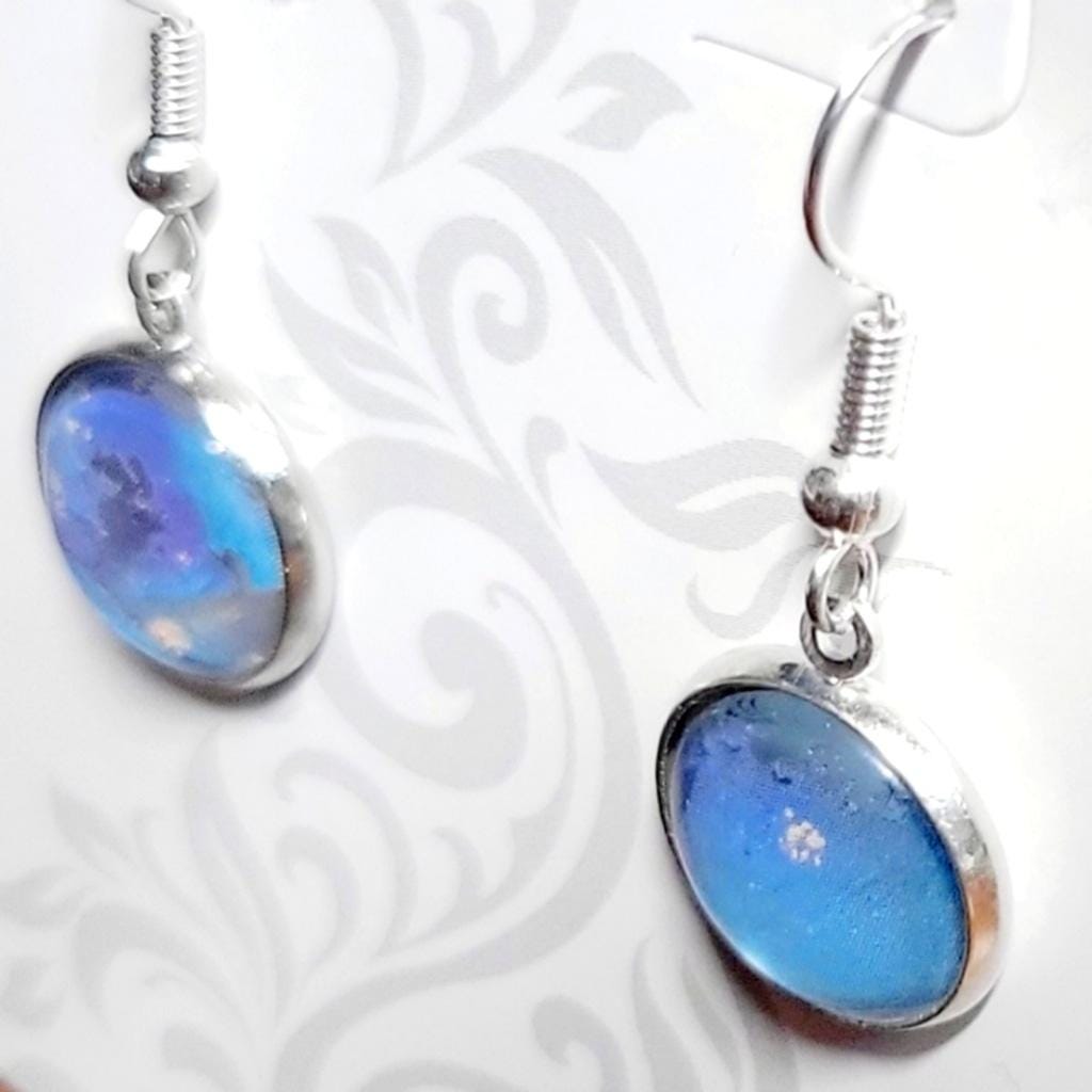 Artisanal marbled dangle drop earrings - Thumbnail 3