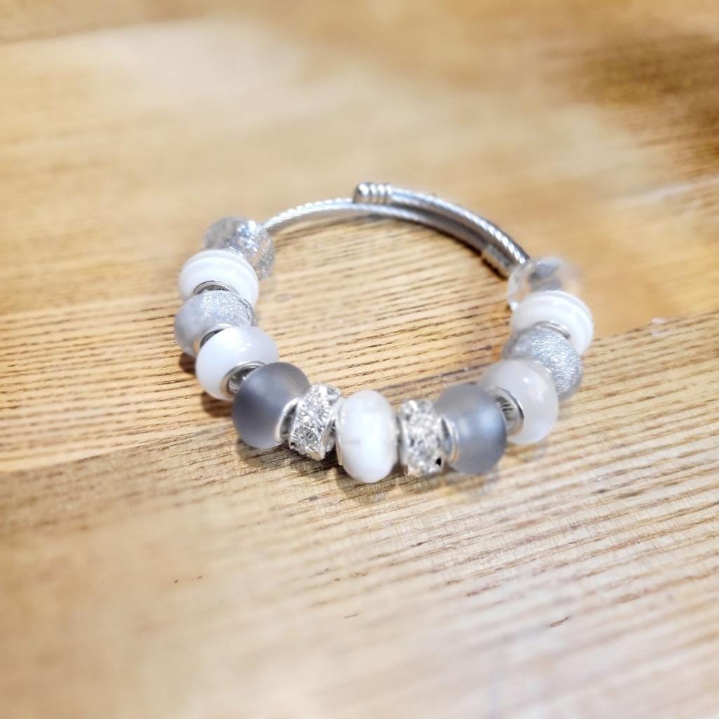 European Style Snake Coil Expandable Beaded Bracelet 7" - Thumbnail 2