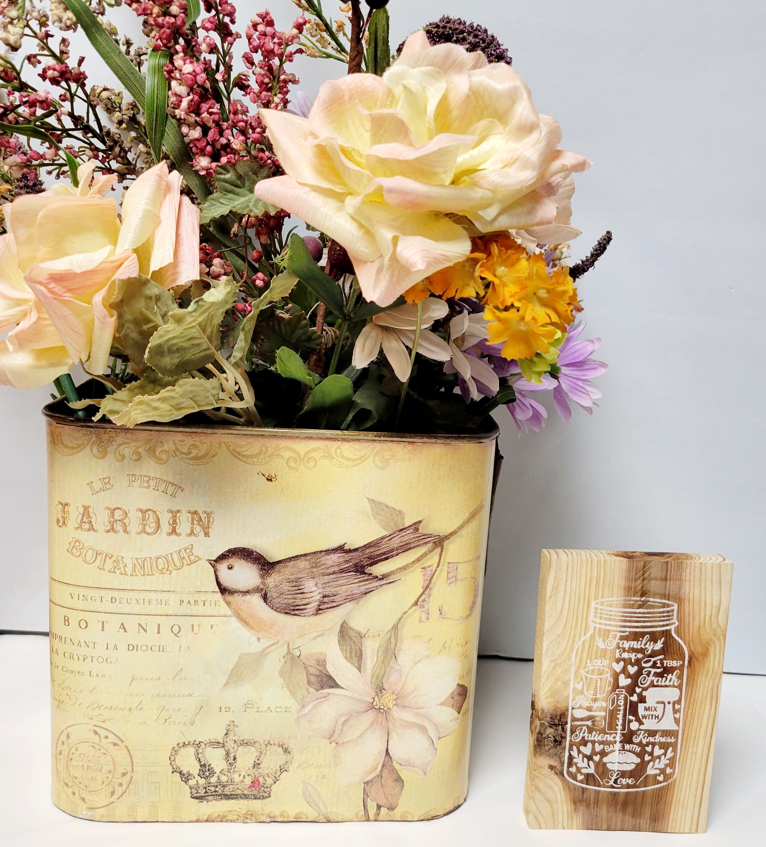 Family recipe jar table art, wall hanging, handpainted rustic, farmhouse decor, gift - Thumbnail 2