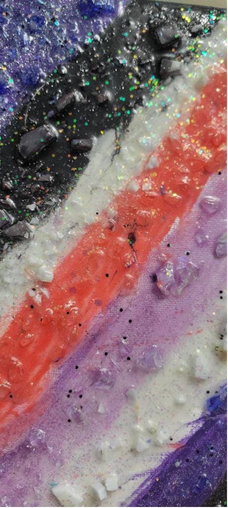 8x8 Canvas resin geode painting hand crafted - Thumbnail 5