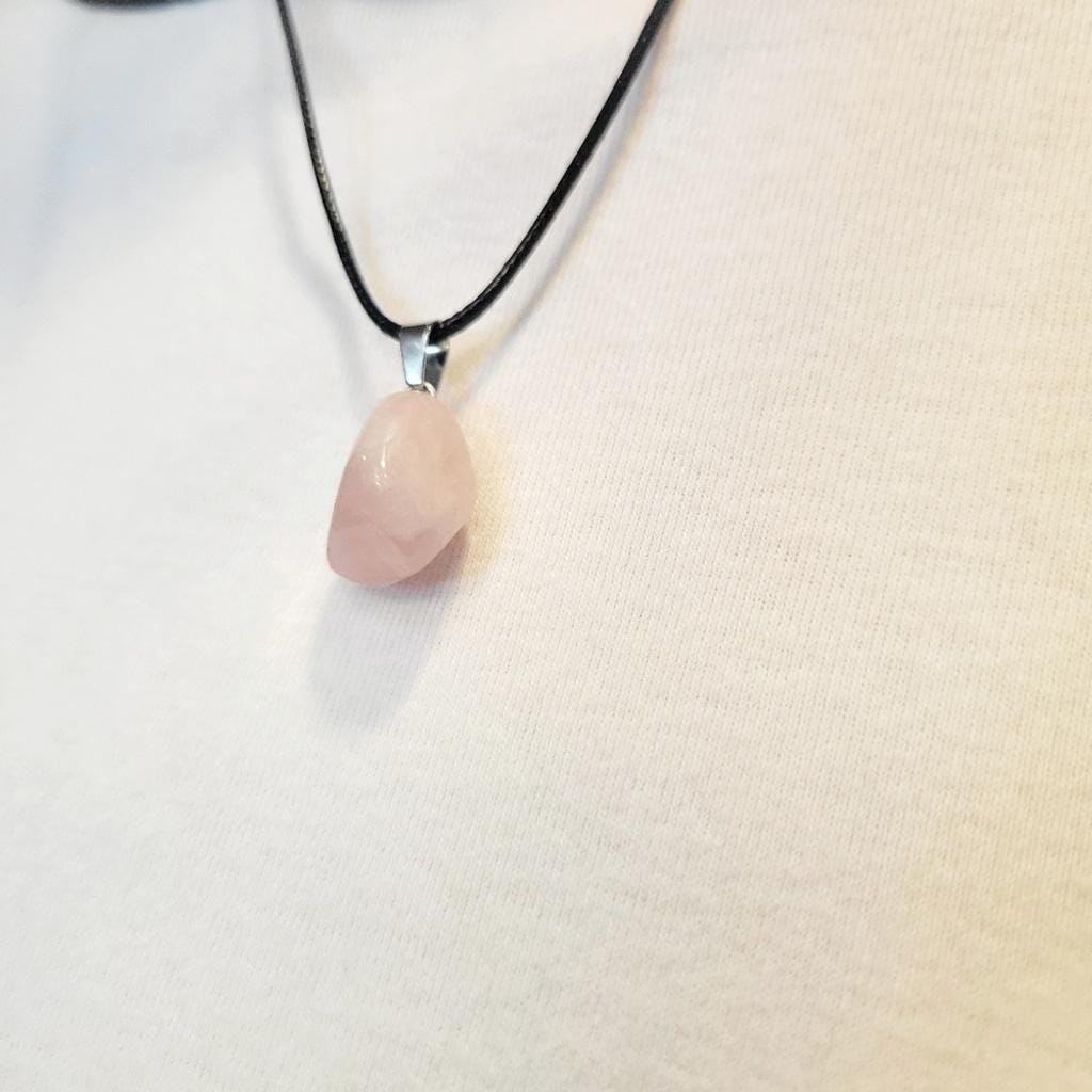 Natural Rose Quartz Crystal Pendant Necklace - Thumbnail 3
