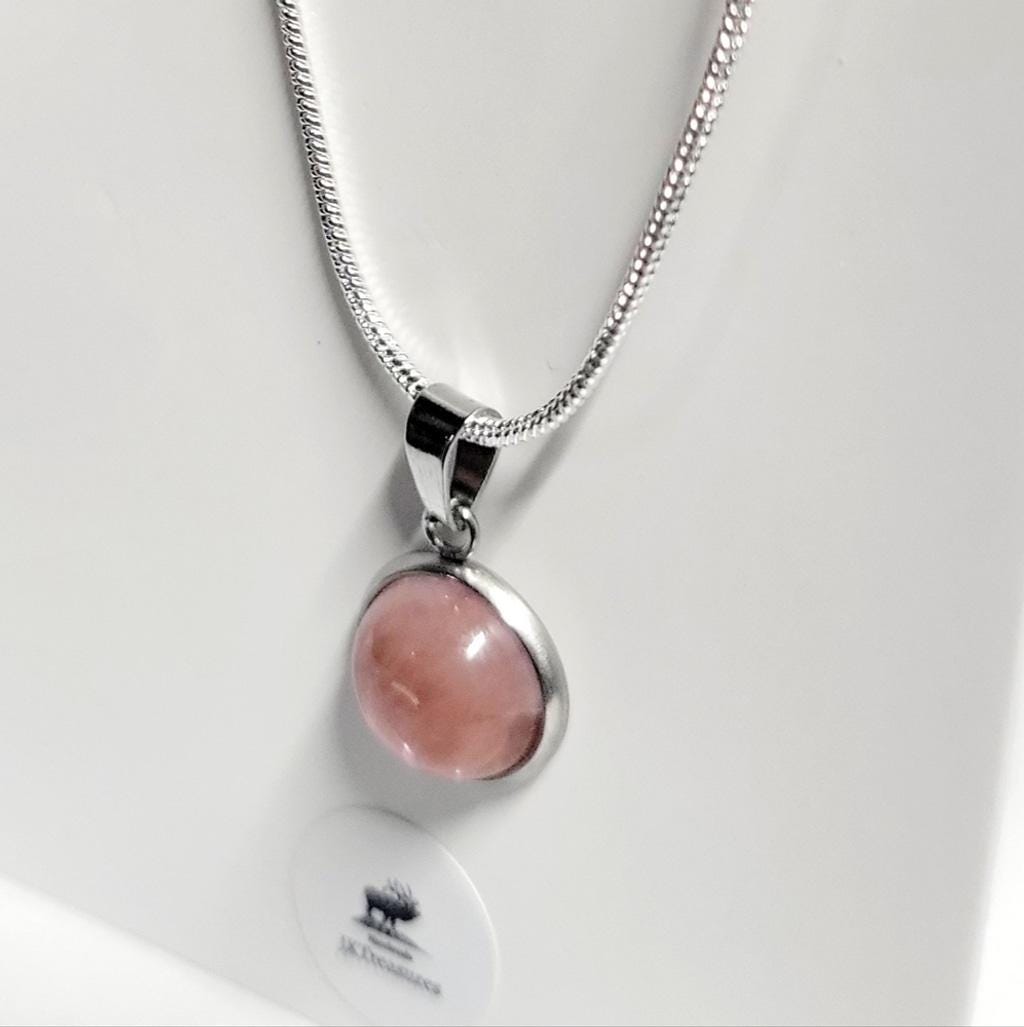 Natural Rose Quartz Crystal Pendant 925 Sterling Silver Necklace - Thumbnail 3