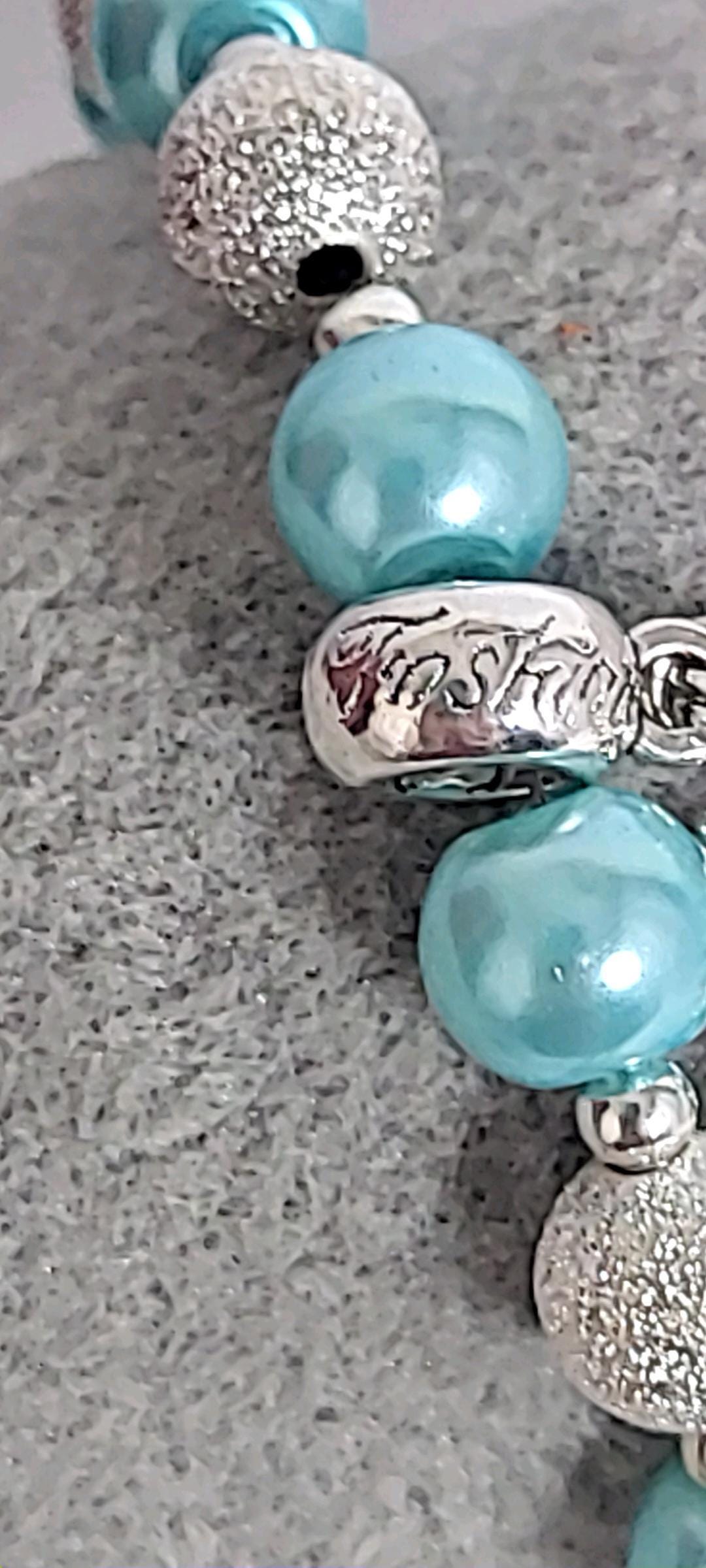 Ice blue glass beaded snowflake charm bracelet - Thumbnail 4