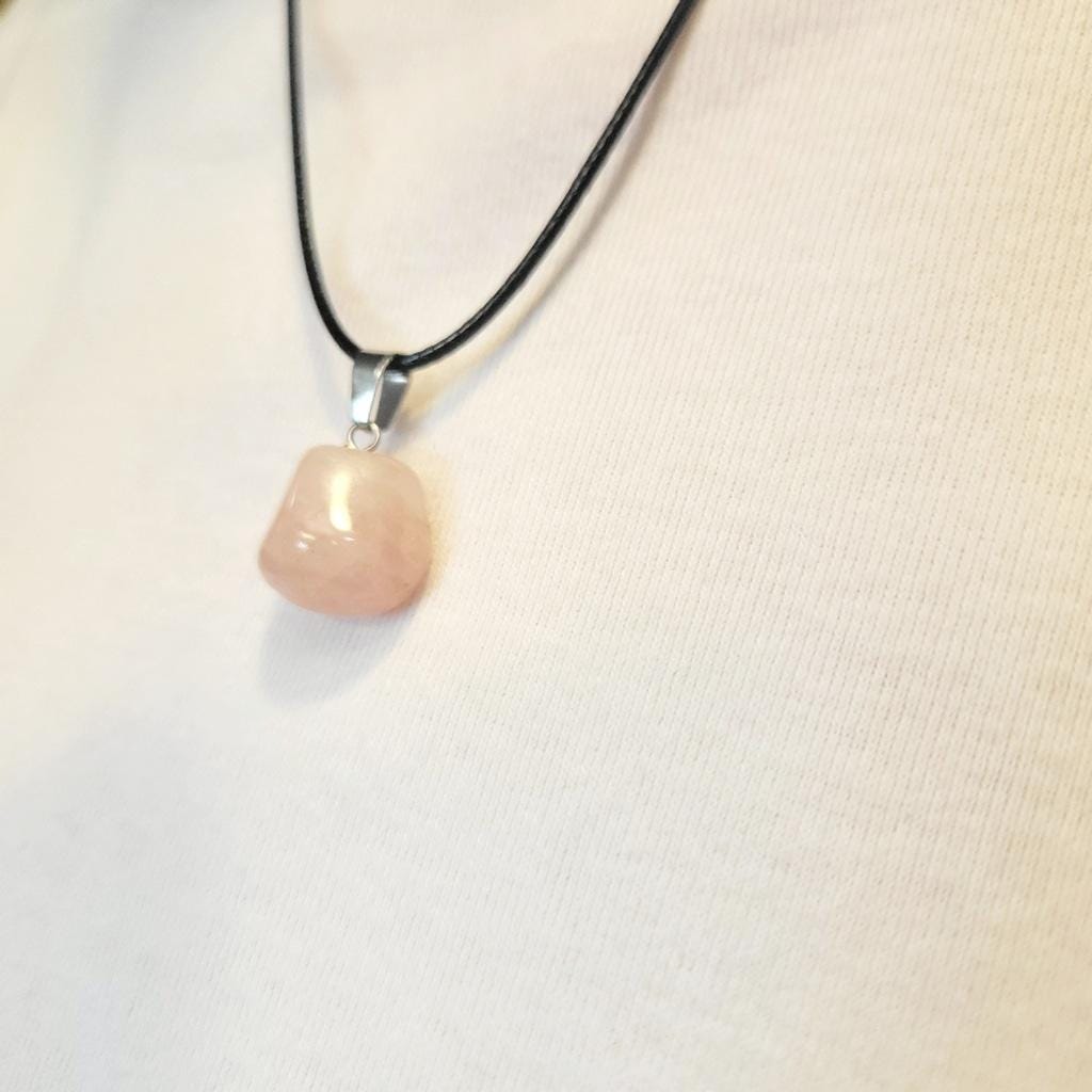 Natural Rose Quartz Crystal Pendant Necklace - Thumbnail 3