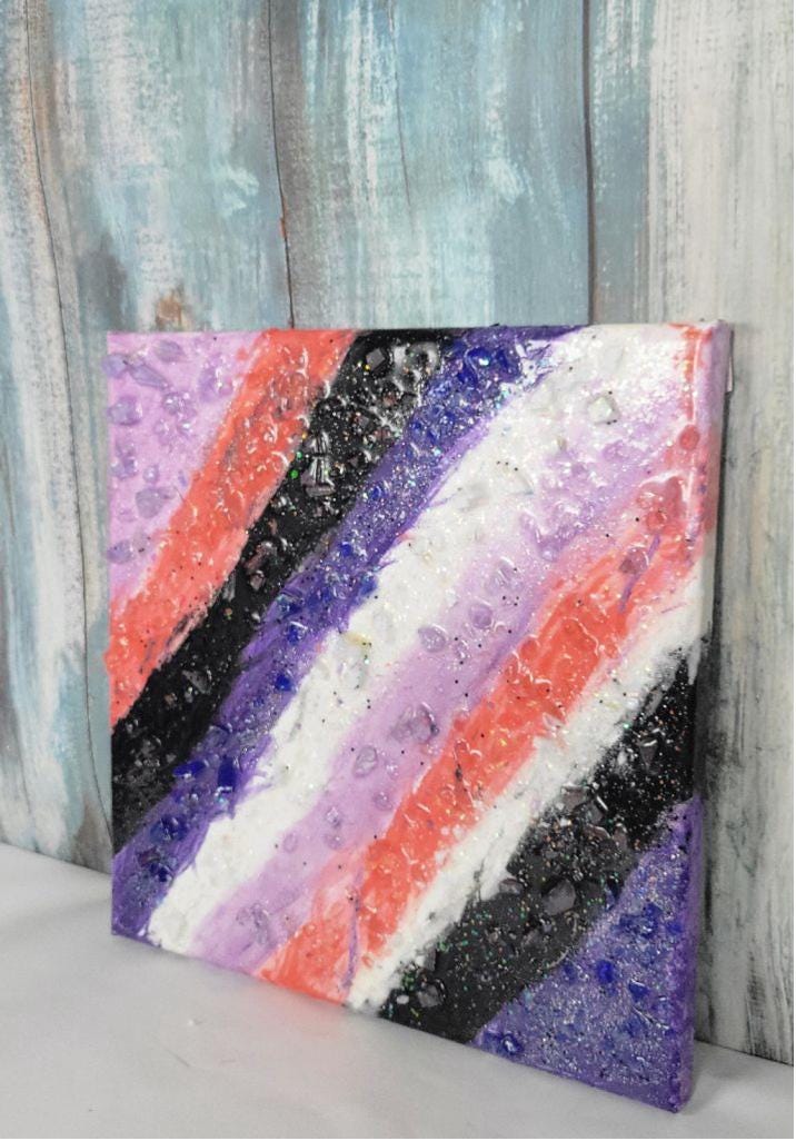 8x8 Canvas resin geode painting hand crafted - Thumbnail 2