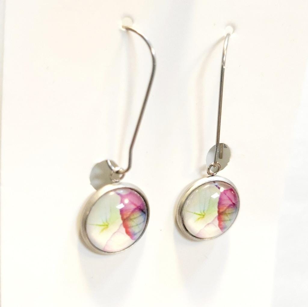 Floral Drop Earrings with Latch Back Closures - Thumbnail 2