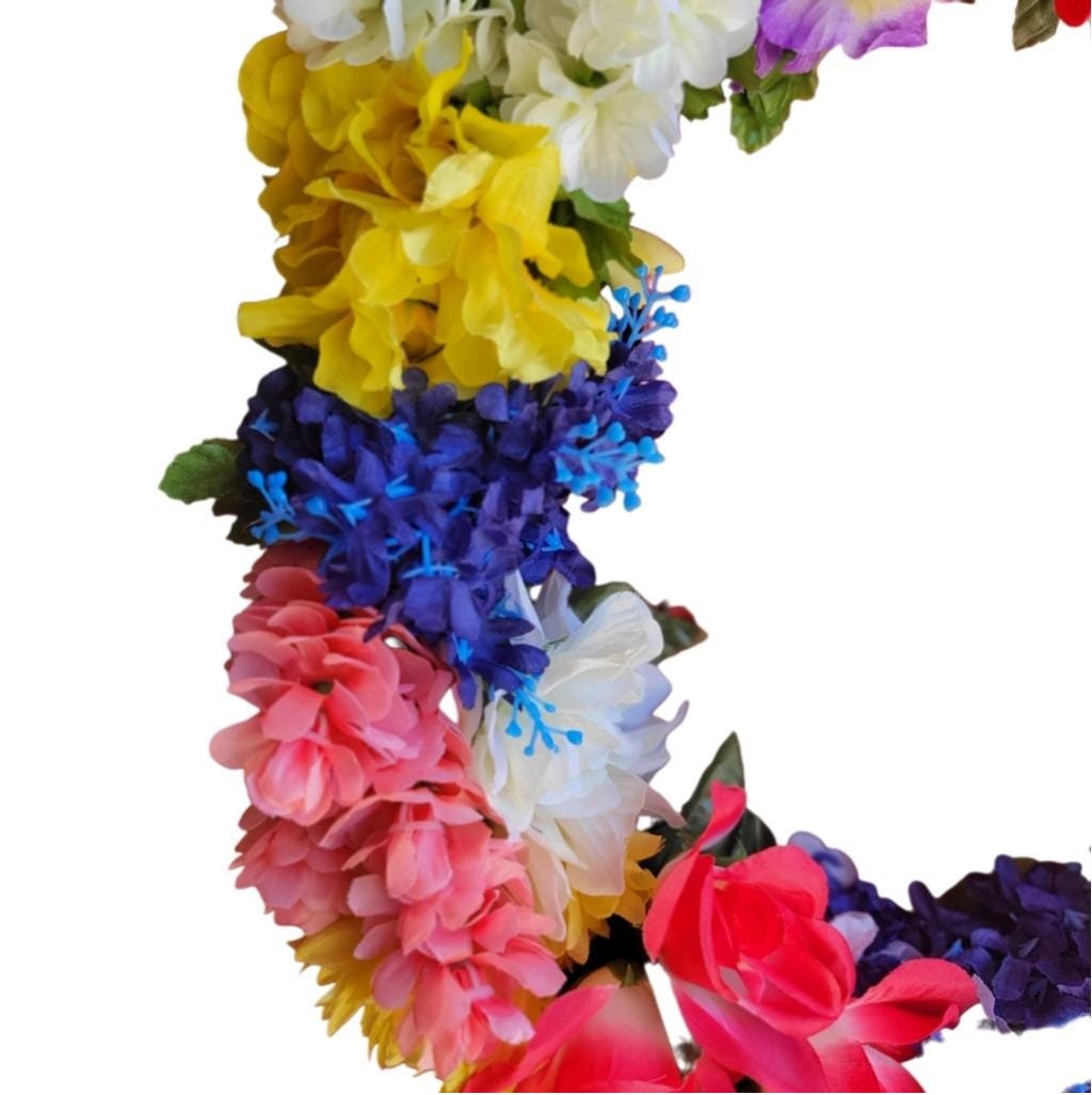 Spring Summer Vibrant Rainbow Floral Wreath - Thumbnail 6