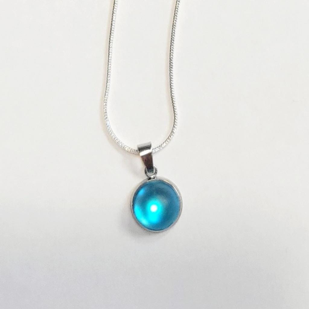 Sea Blue crystal Sea Glass rhinestone 925 stamped sterling silver necklace - Thumbnail 2