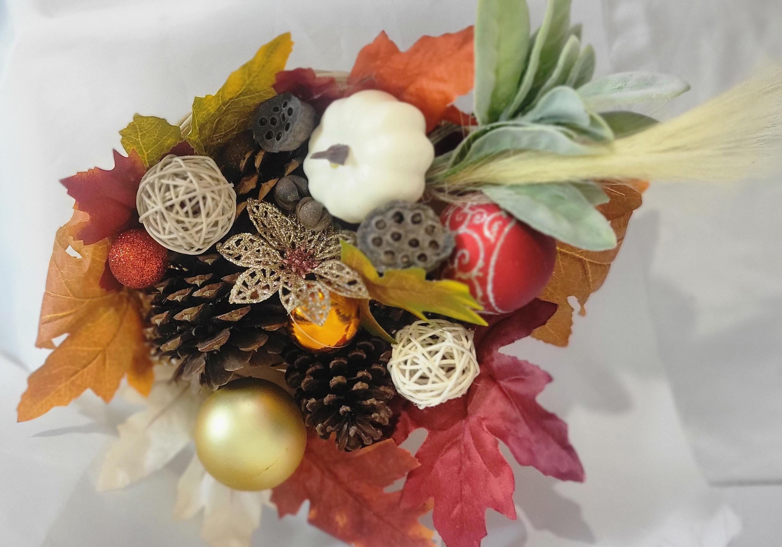 Handcrafted Festive Autumn Decorative Basket table decor centerpiece - Thumbnail 4