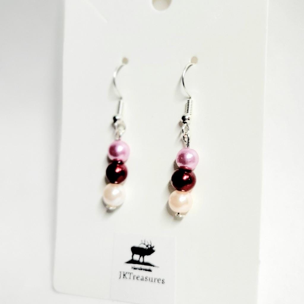 Hand crafted Valentine's Day glass bead dangle earrings - Thumbnail 2