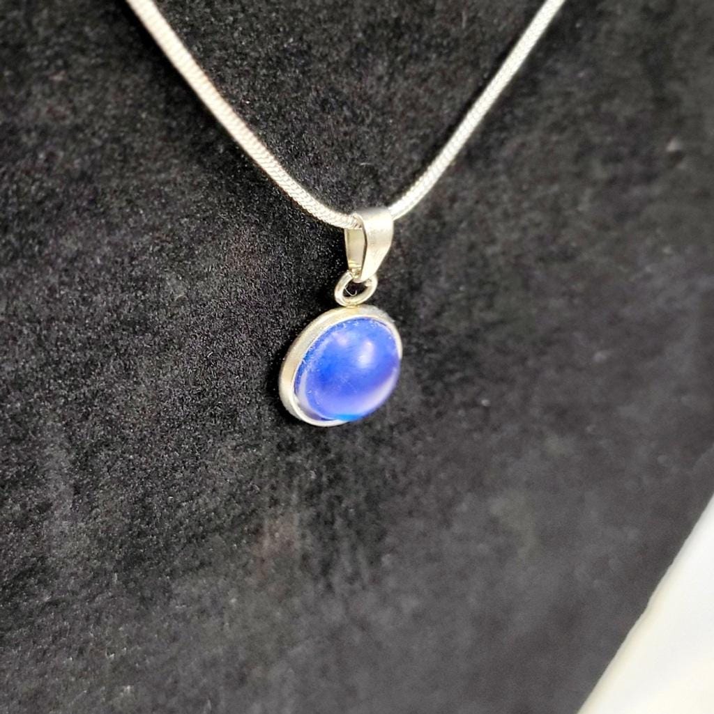 Dark blue crystal rhinestone 925 stamped sterling silver necklace - Thumbnail 3