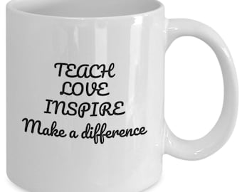 Teach Love Inspire Kaffeetasse, Lehrer Geschenk