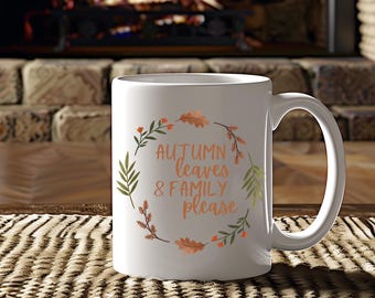 Herbstlaub-Familien-Tasse, Erntedank-Geschenk