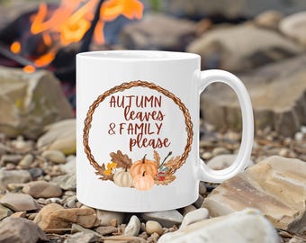 Herbstlaub-Familien-Tasse, Erntedank-Geschenk