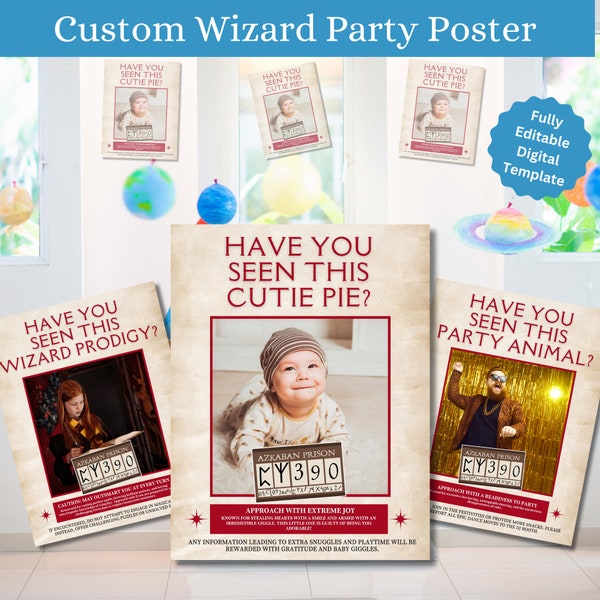 Have You Seen This Wizard ? Party Poster | Personalized & Printable | DIY Canva Template | Perfact for Bachelorette, Birthday or any Party