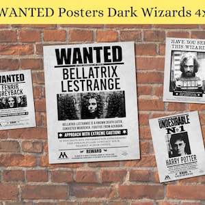 Printable "WANTED" Dark Wizards Posters | BUNDLE of 4 Posters | Best For Party/Home Decoration