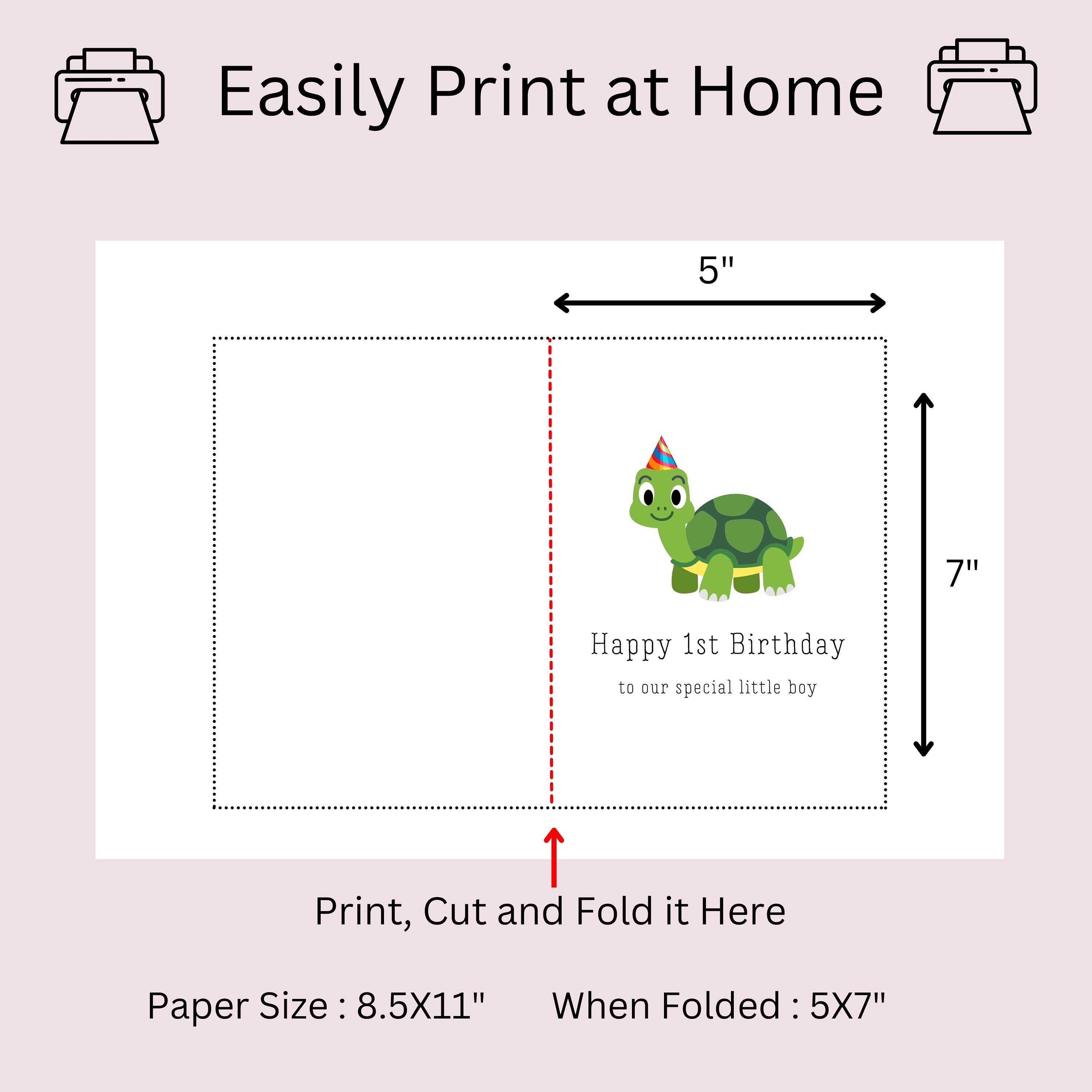 1st Birthday Card Printable Printable Birthday Card for Special Little ...