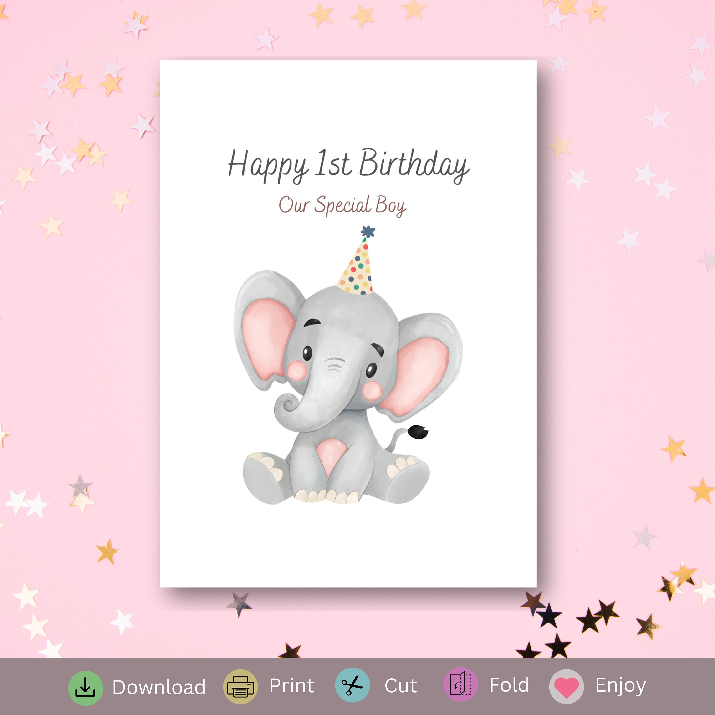 1st Birthday Card Printable Printable Birthday Card for Special Boy ...