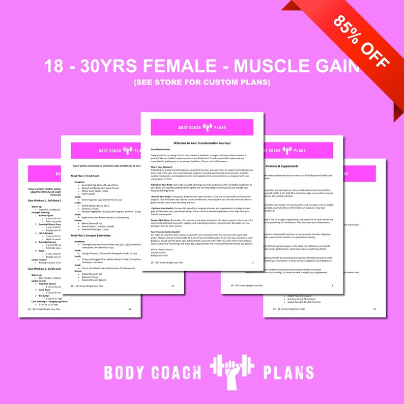 Custom Supplement, Meal Plan, Home Workout, and Gym Workout Plans 18