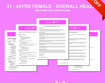 Custom Supplement, Meal Plan, Home Workout, and Gym Workout Plans (31-45yrs Female - Overall Health)