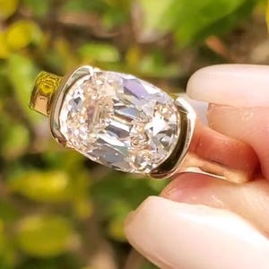 Bezel Set Oval Cut Moissanite Engagement Ring, Unique Gold Solitaire Statement Ring,  Vintage Inspired Bridal Jewelry, Anniversary Gift
