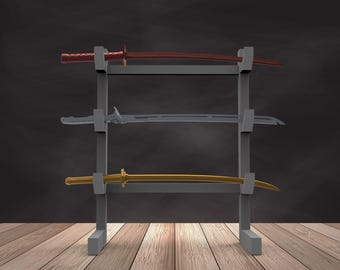 3D Sword design with Stand, 3 design sword with Rack (Digital Download) ,STL File for 3D Print