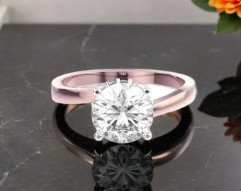 14K & 18K Rose Gold , Yellow Gold, White Gold  1 Carat Classic Solitaire Ring: