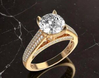 14K & 18K Solid Gold Diamond,  Rose Gold , White Gold 1 Carat Solitaire Majestic Ring