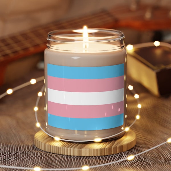 Transgender Pride Flag Scented Soy Candle, Trans Couple Candle, Trans birthday gift, trans christmas gift, LGBTQ Pride Decor, LGBTQ Pride