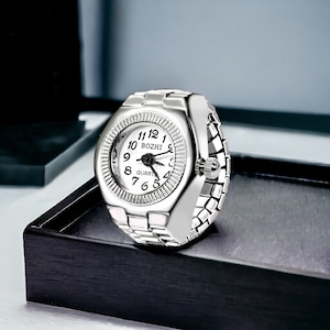 Vintage Watch Ring Adjustable Watch Finger Ring 90s, Y2K Finger Ring 2000s Watch Ring For Men Clock Ring For Men Mini Clock Ring E