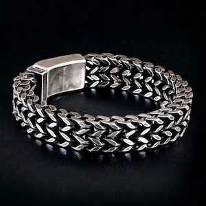 Zware vintage roestvrijstalen armbanden | 18/12/30 mm dikke dikke 316L-kettingen | Retro bedelarmband heren | Zware armband voor heren, voor hem