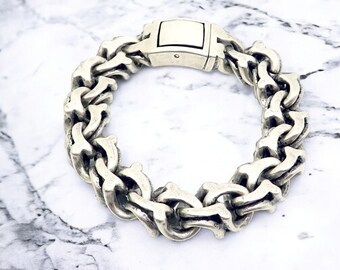 Brushed Stainless Steel Bracelet | Irregular Bracelet | Chunky Heavy Bracelet | Mens Jewelry | Geometric Mens Bracelet | Gift For Him